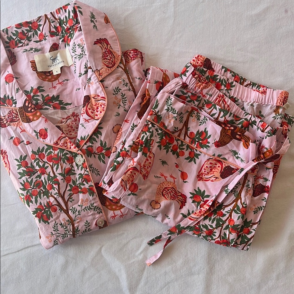 Pink Patterned Pajama Set